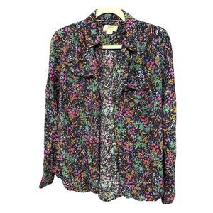Anthropologie Maeve 6 Floral Blouse Rainbow Botanical Plant